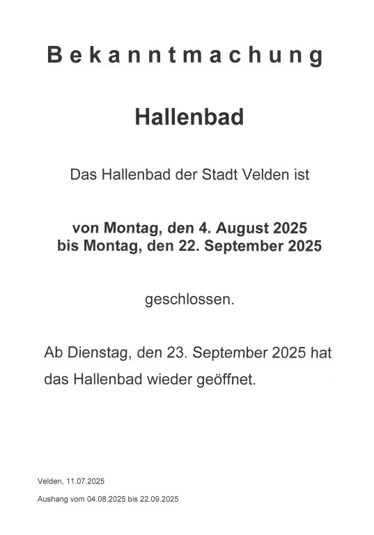 Hallenbad geschlossen